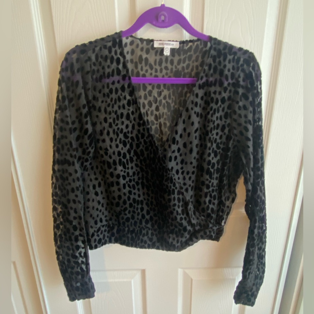 Black and Gray leopard Blouse - Good American